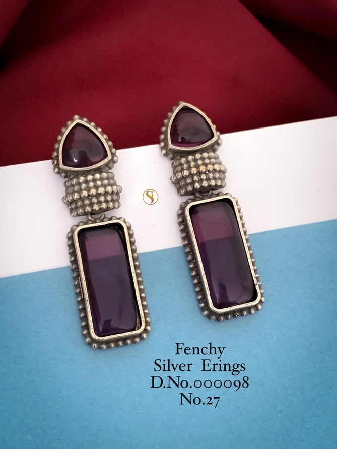 Fancy Silver Designer Party wear Earrings Wholesale Price In Surat
